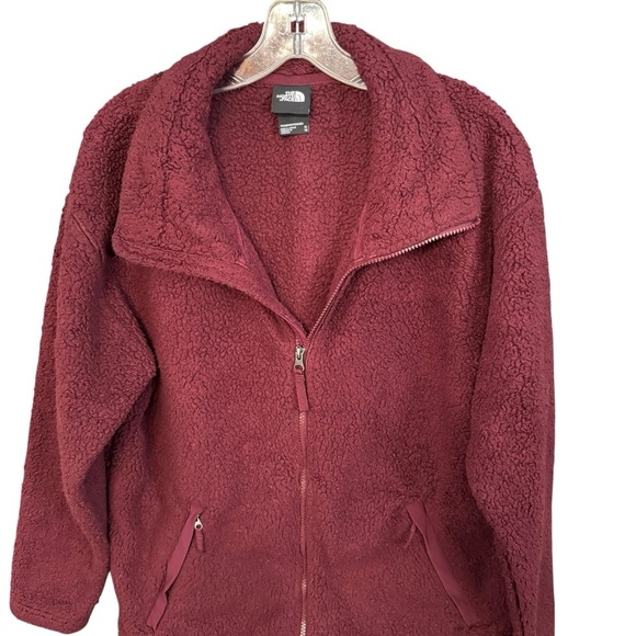 🧣 The North Face Sherpa Fleece Jacket XL | Maroon Wine | Zip Pockets - Picture 2 of 7